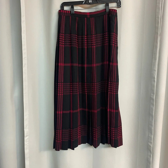 David Brooks Ltd  gorgeous bl/red wool pleated skirt size 10 - Picture 1 of 4